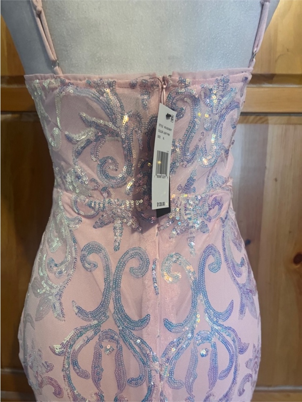 New Lulus Elegant Pink & Blue Sequin Strapless Mermaid Evening Gown Sz US XL - Picture 7 of 9